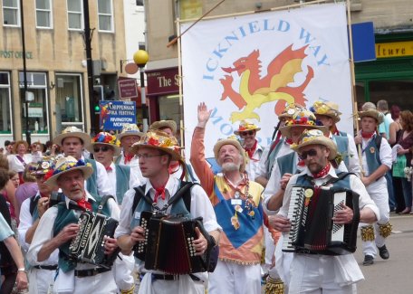 Icknield Way Morris Men, an Oxfordshire side from the Vale of White Horse, perform Cotswold Morris dances and are guardians of the Stanton Harcourt tradition
